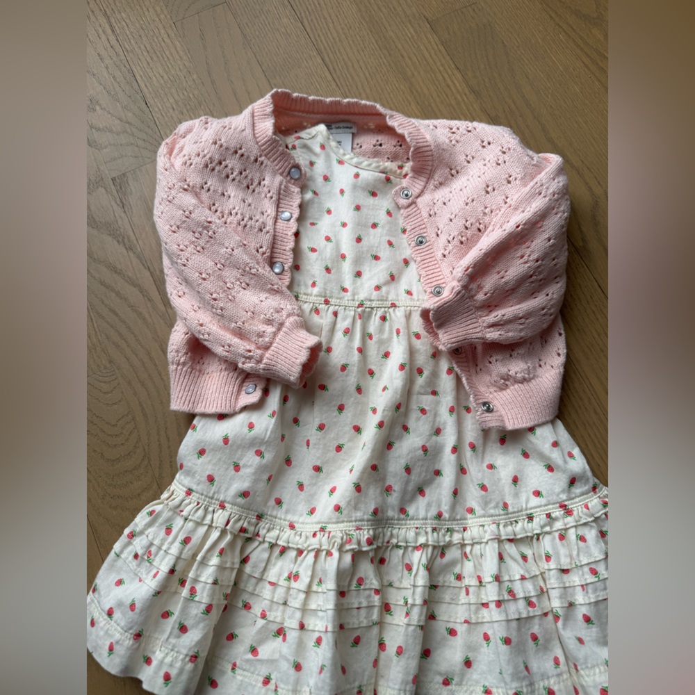 18 mo Strawberry dress + pink Cardigan